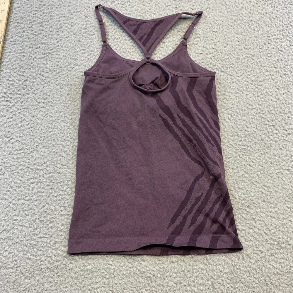 NUX Tank Top Womens Medium‎ Purple Zebra Racerback Built In Bra Made in USA
